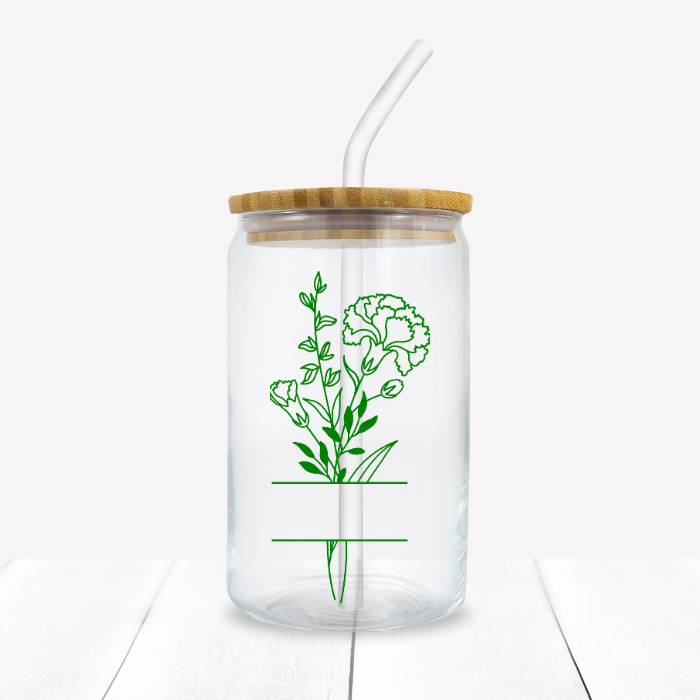 Personalized Birth Flower Iced Coffee Glass